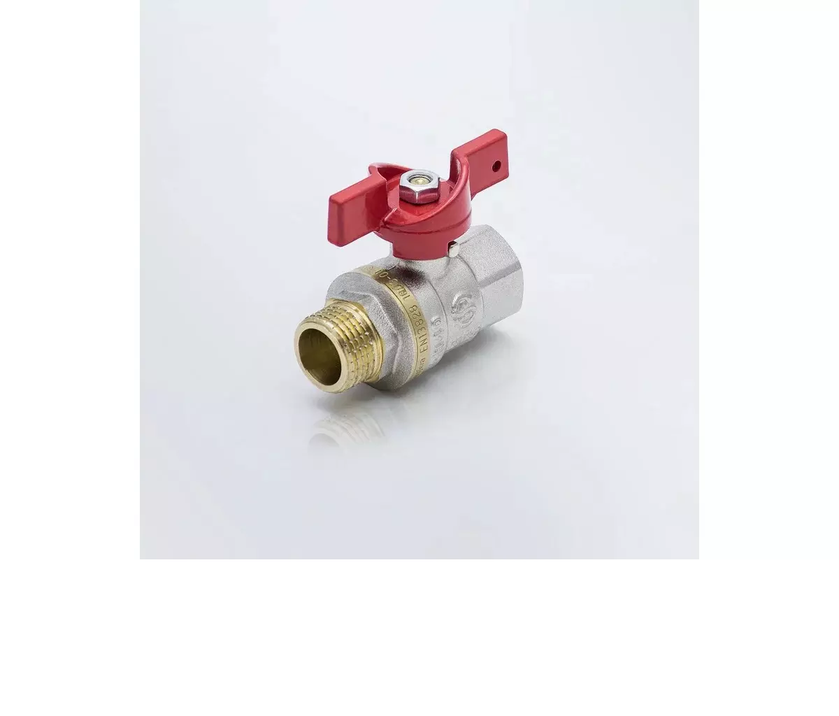 Кран шаровой полнопроходной 3/4&quot; ВР/НР никель, бабочка красная, Aquasfera 1004-02