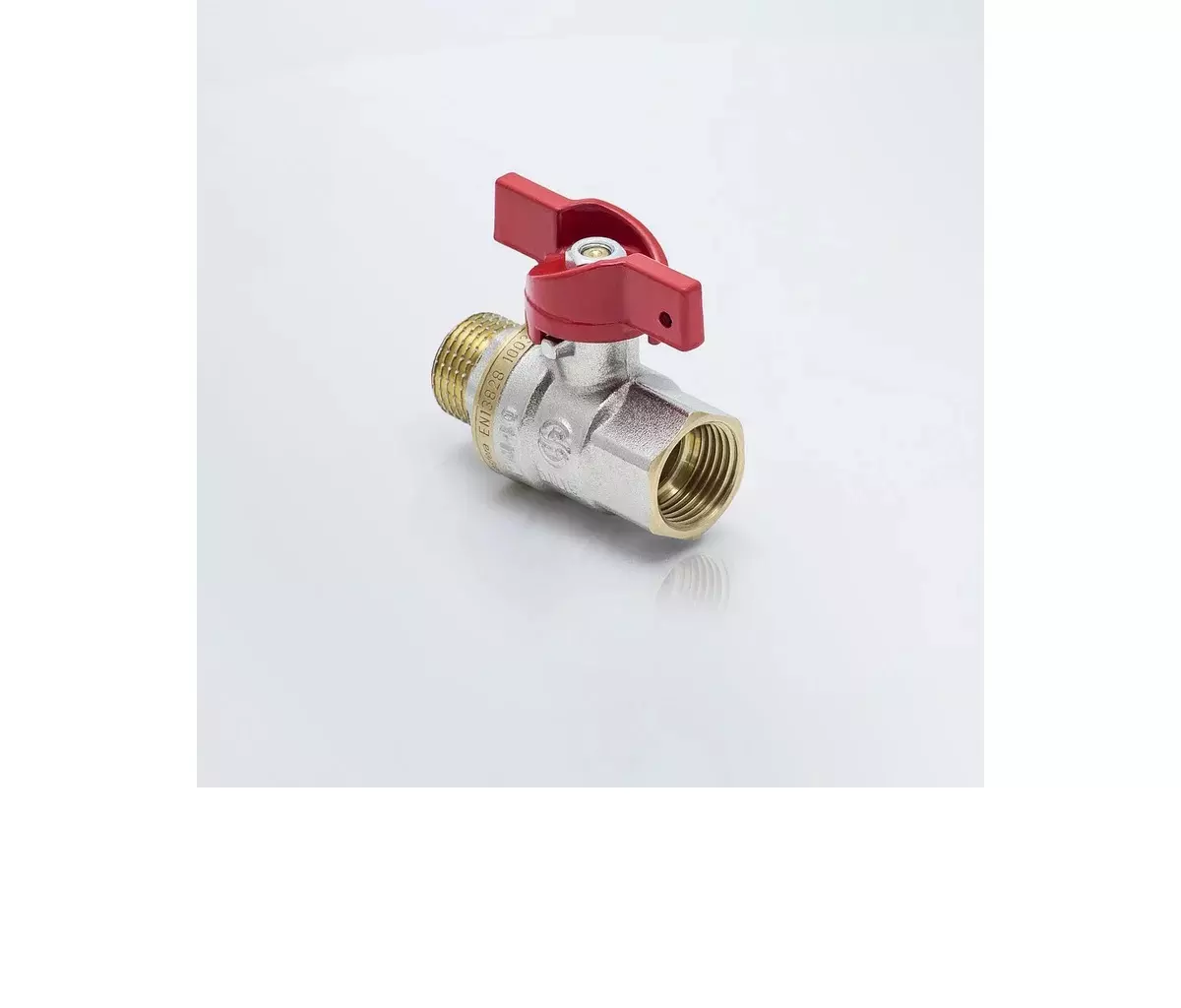 Кран шаровой полнопроходной 3/4&quot; ВР/НР никель, бабочка красная, Aquasfera 1004-02