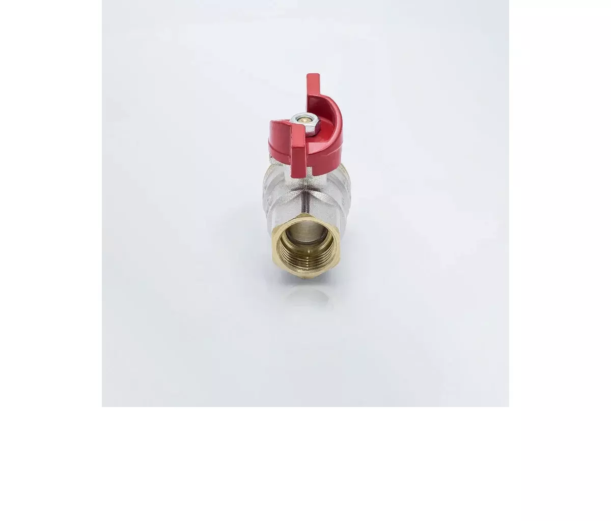 Кран шаровой полнопроходной 3/4&quot; ВР/НР никель, бабочка красная, Aquasfera 1004-02