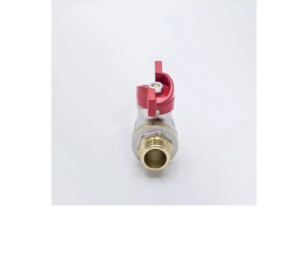 Кран шаровой полнопроходной 3/4&quot; ВР/НР никель, бабочка красная, Aquasfera 1004-02