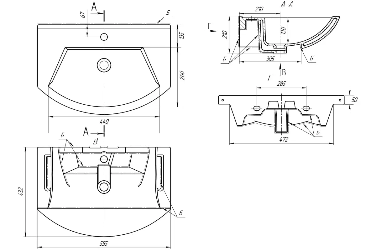Раковина мебельная Dreja Альфа 55