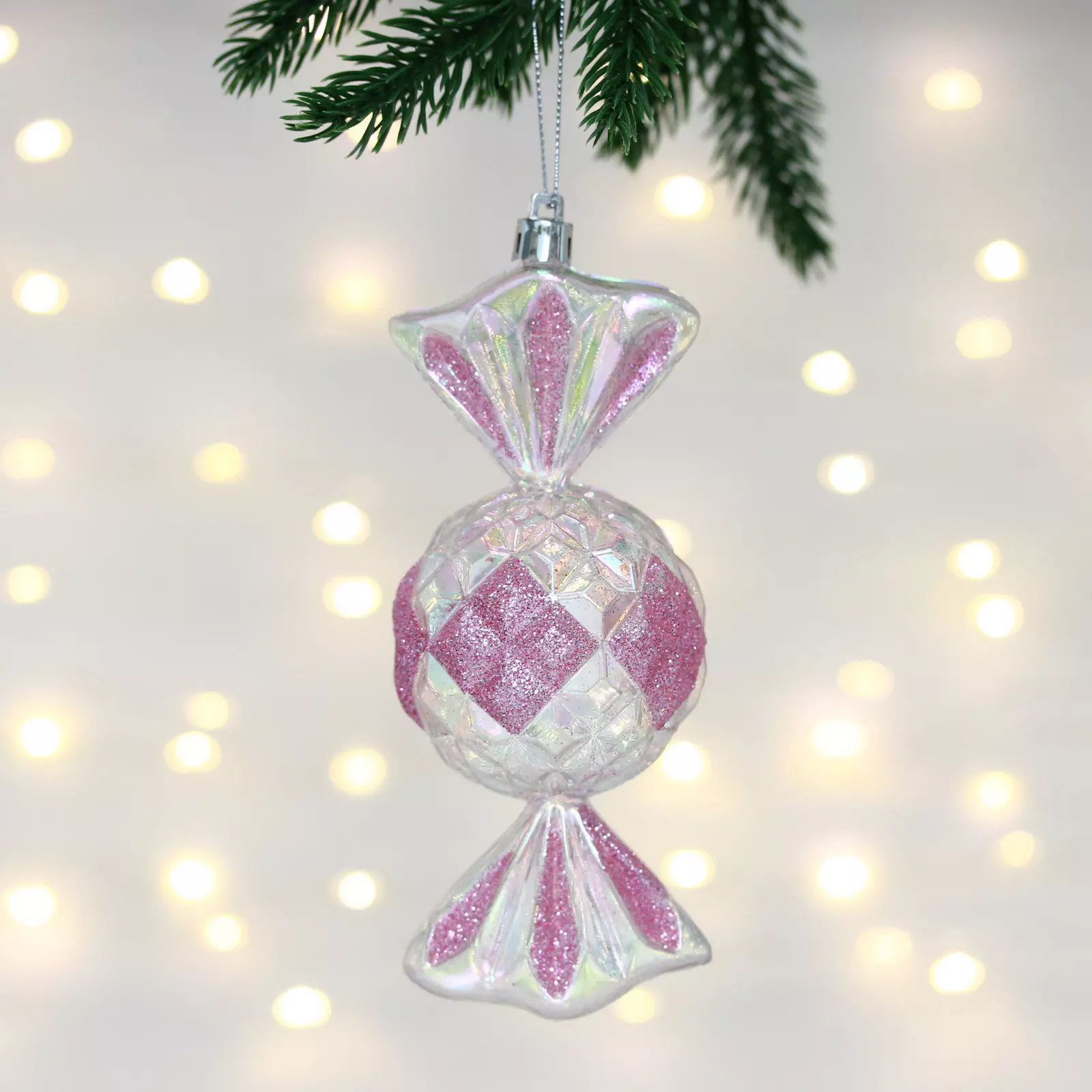 Елочная игрушка Сладкая конфетка 6,3х6,3х15 см розовый 107-5999