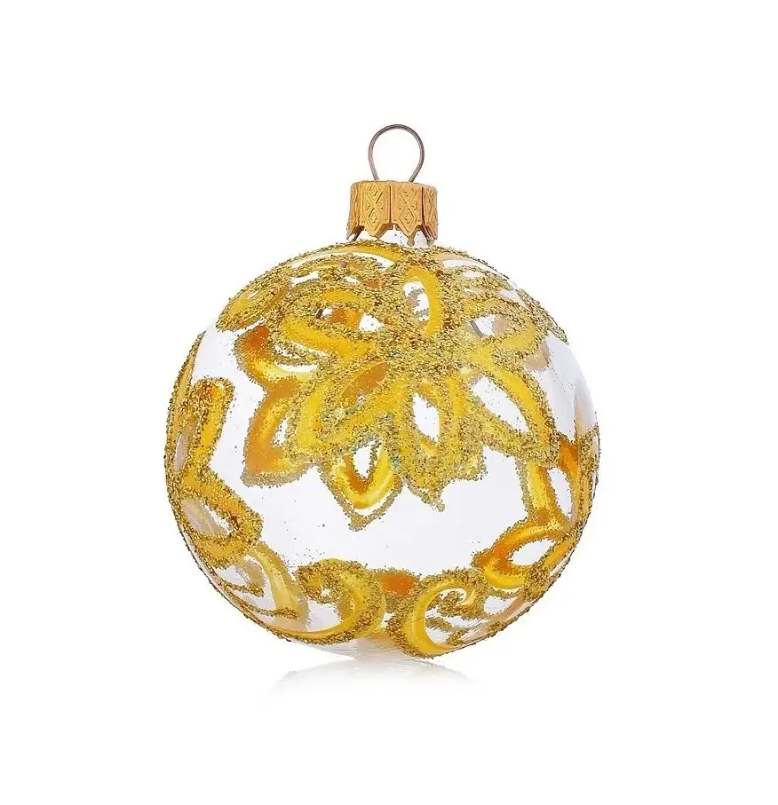 Новогодний шар стекло Золотой цветок 6,5 см Коломеев КУ-65-224244