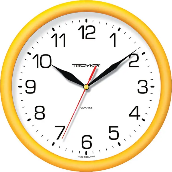 Часы настенные 245 мм пластик желтые TroykaTime 21250213