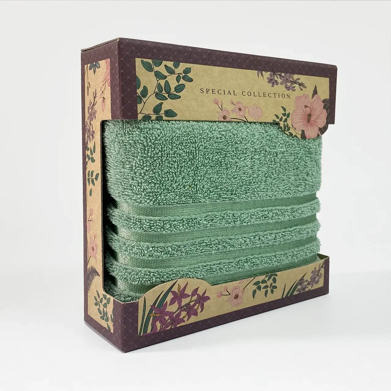 Полотенце махровое комплект 50х90, 400гр/м2, (1 шт) зеленый чай Вдохновение Гармония