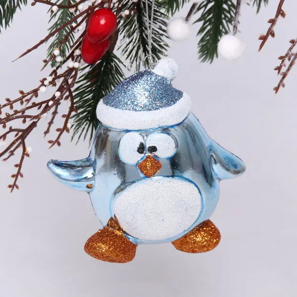 Елочная игрушка Веселый Пингвиненок 11*6*11 см, голубой 916-0731