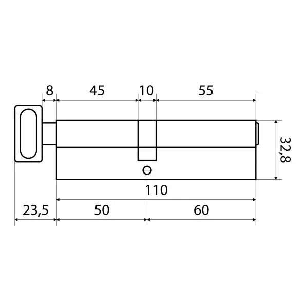 Цилиндровый механизм Стандарт MAX 110 мм (50х60В) SN 5кл мат.никель перф.ключ/завертка