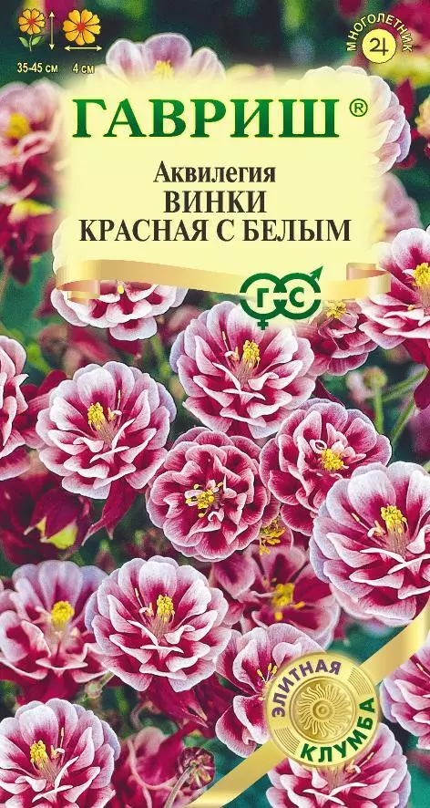 Семена цветов Аквилегия обыкновенная Винки красная с белым ГАВРИШ 5 шт ц/п