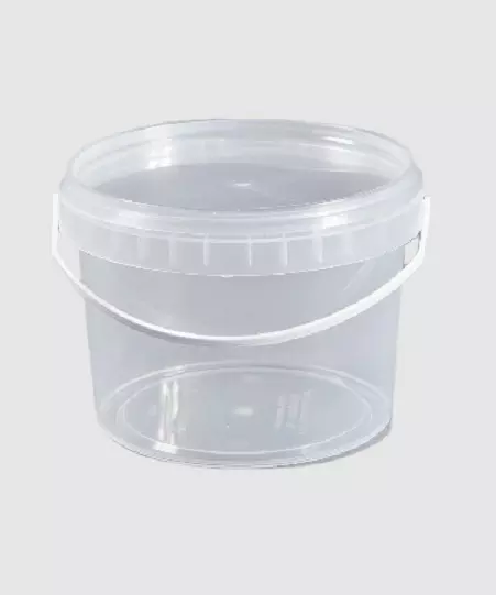 Ведро пластиковое пищевое 0,8 л прозрачное с ручкой и крышкой ЦП039595