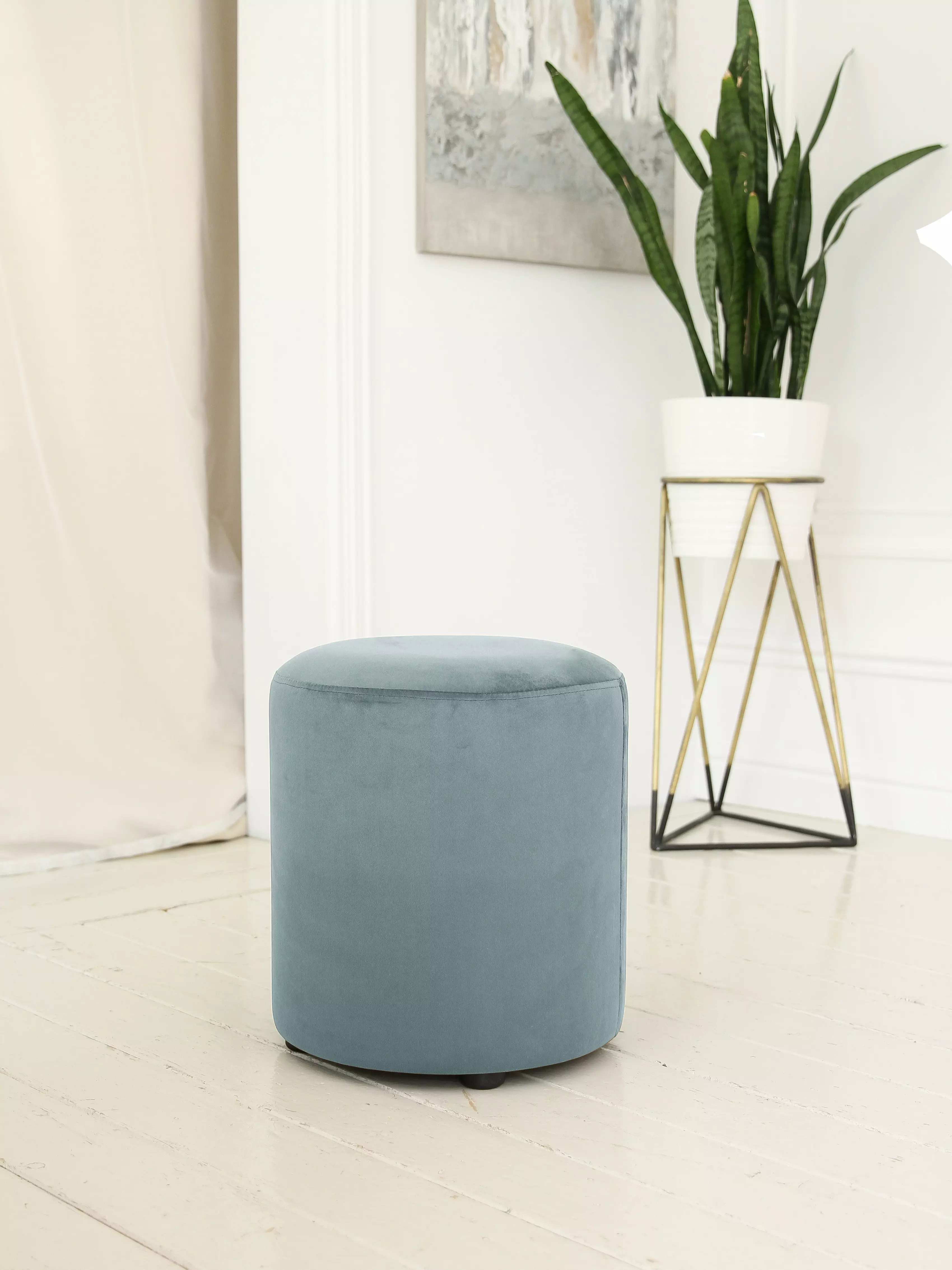 Пуф БОЧКА велюр конфетти блю стоун