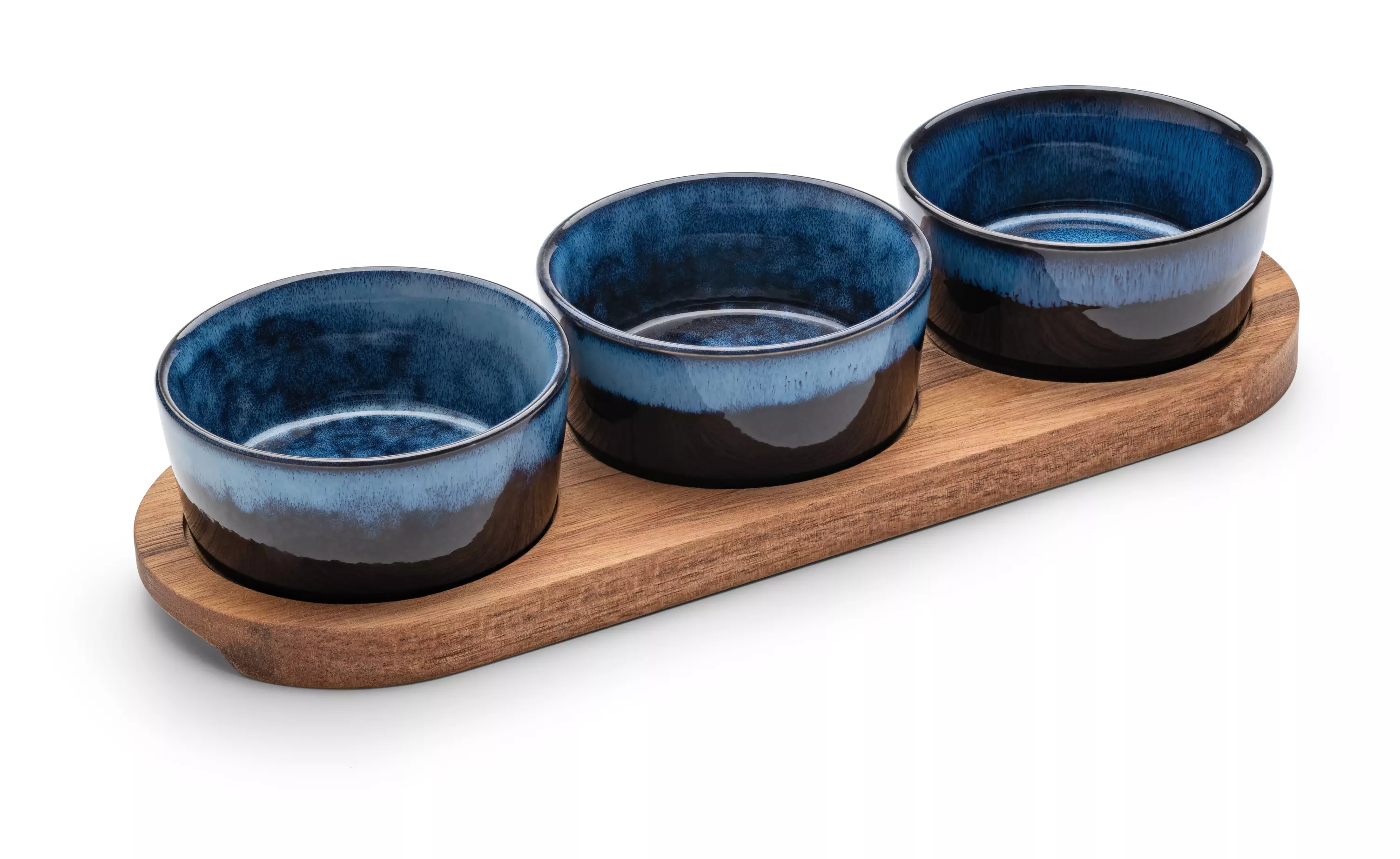 Менажницы 3 шт c подставкой, керамика, акация Breeze цвет: синий, APOLLO BRZ-04