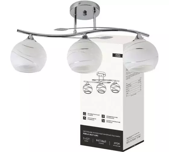 Люстра потолочная 3хЕ27 матовый плафон, хром IN HOME AURA PERLA-3E27-LWC