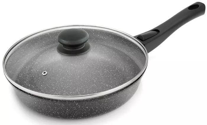 Сковорода 24 см, алюминий, «Мраморная», стеклянная крышка, MR77024