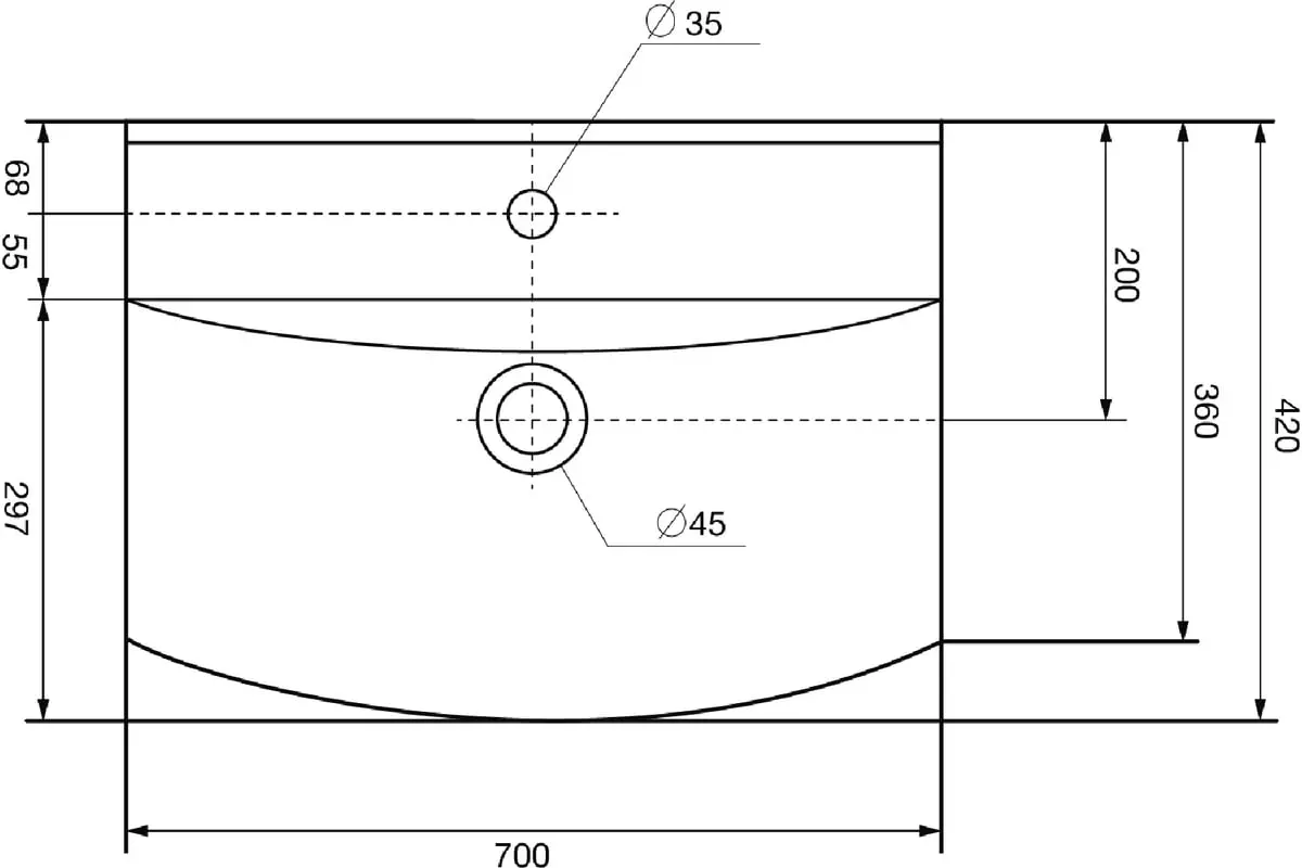 Тумба с раковиной напольная SanStar Линни 70 белый + рак. Клермонт 70, 416.1-1.4.1.ККЛЕ