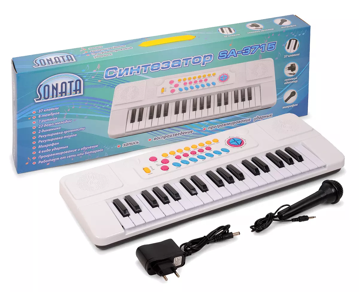 Синтезатор Sonata 58*24*18 см, 37 клавиш, с микрофоном SA-3715