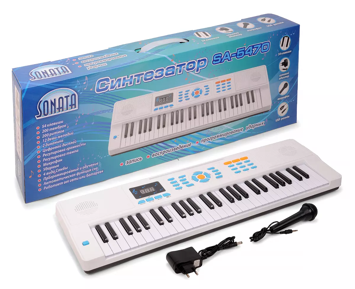 Синтезатор Sonata 77,5*9,3*25,7 см, 54 клавиши,с микрофоном SA-5470
