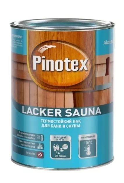 Лак Pinotex Lacker Sauna 20 (полуматовый) 1л термостойкий для бани и сауны