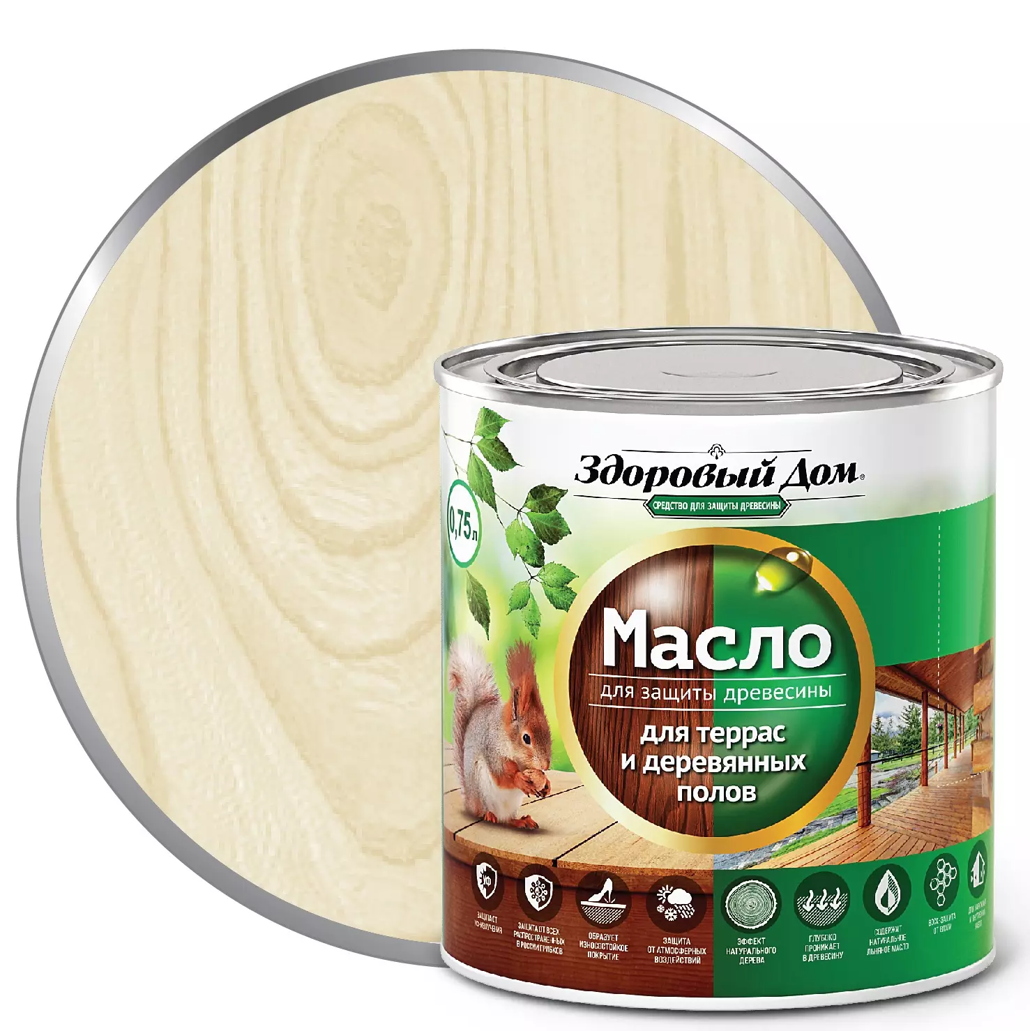 Масло для террас Здоровый Дом слоновая кость 0,75 л