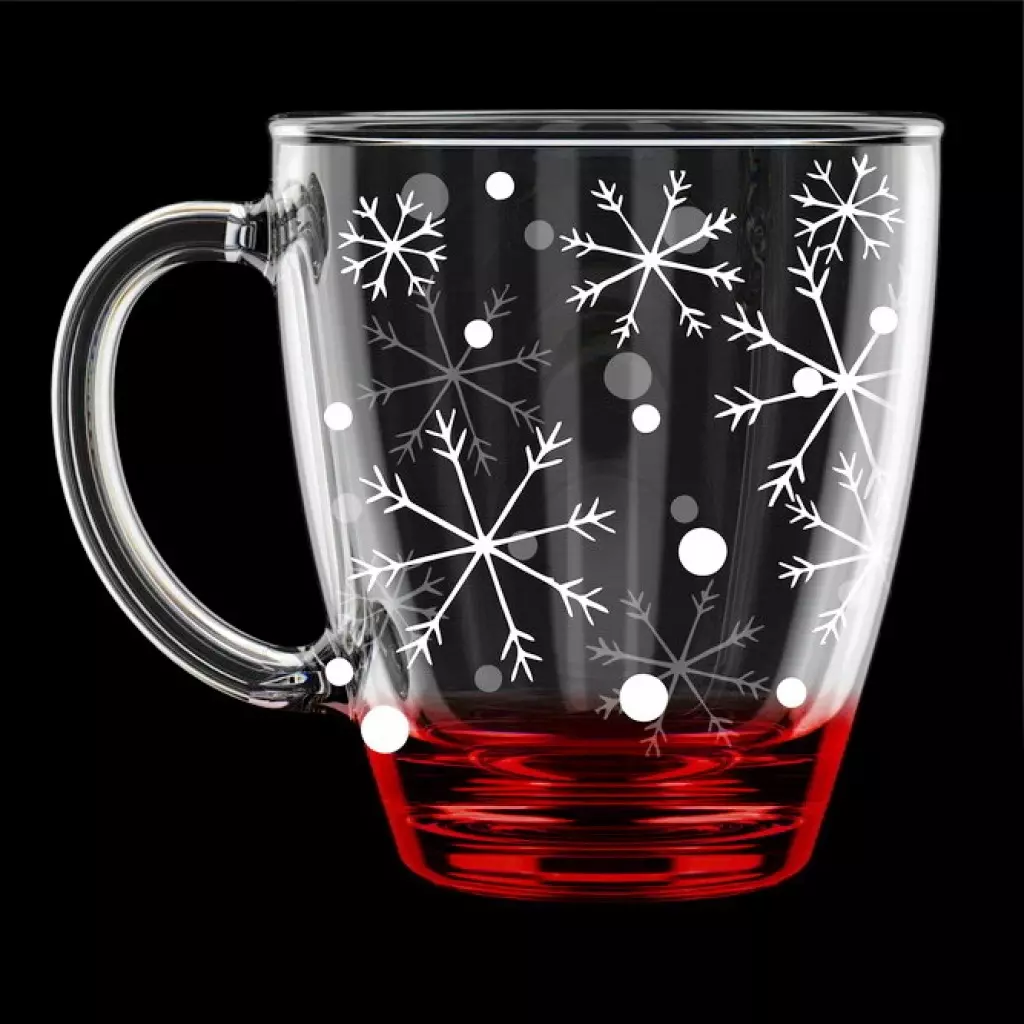 Кружка 350 мл, стекло, &quot;Снегопад&quot;(красный), арт.2025-ГН9
