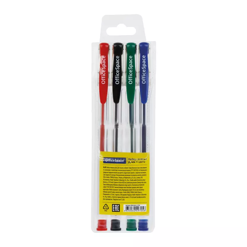 Гелевые ручкм 4 цвета OfficeSpace, 1,0мм 