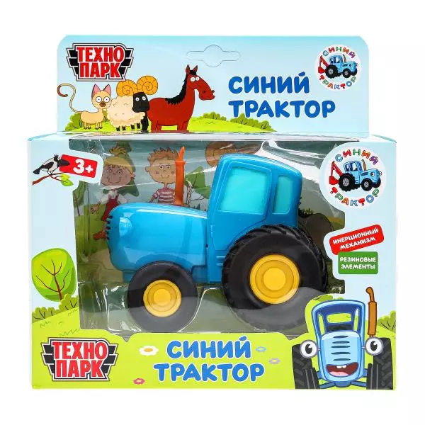 Модель металл СИНИЙ ТРАКТОР длина 11 см, инерц, синий, Технопарк BLUTRA-11-BU