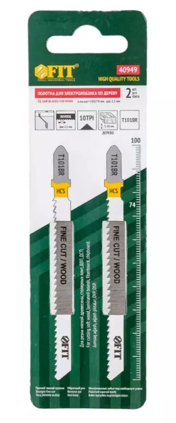 Пилки для лобзика по дереву FIT 40949 прямой рез 2 шт