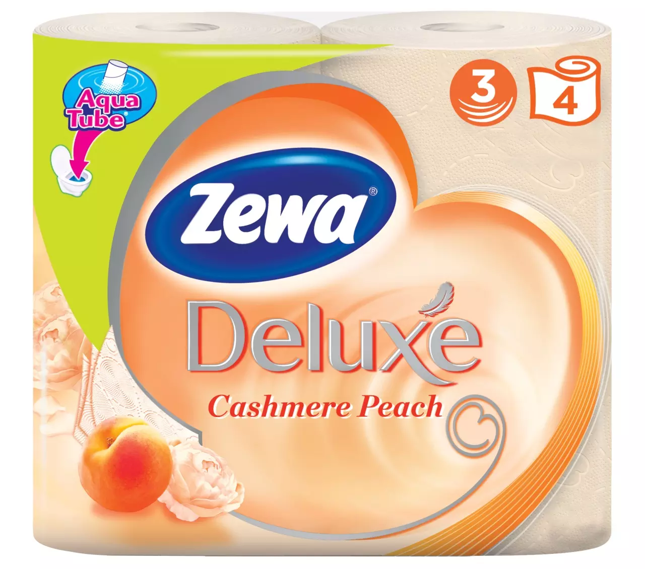 Туалетная бумага Zewa Deluxe Персик (4шт) 3 слоя