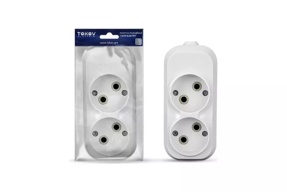 Колодка для удлинителя 2 розетки без заземления 10А TOKOV ELECTRIC TKE-C01-KU2
