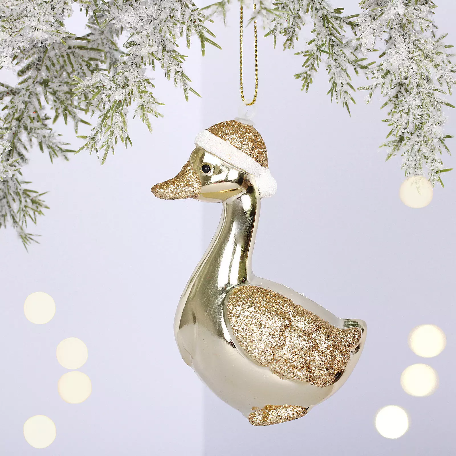 Елочная игрушка Гусь 7х5х10 см шампань 201-4688
