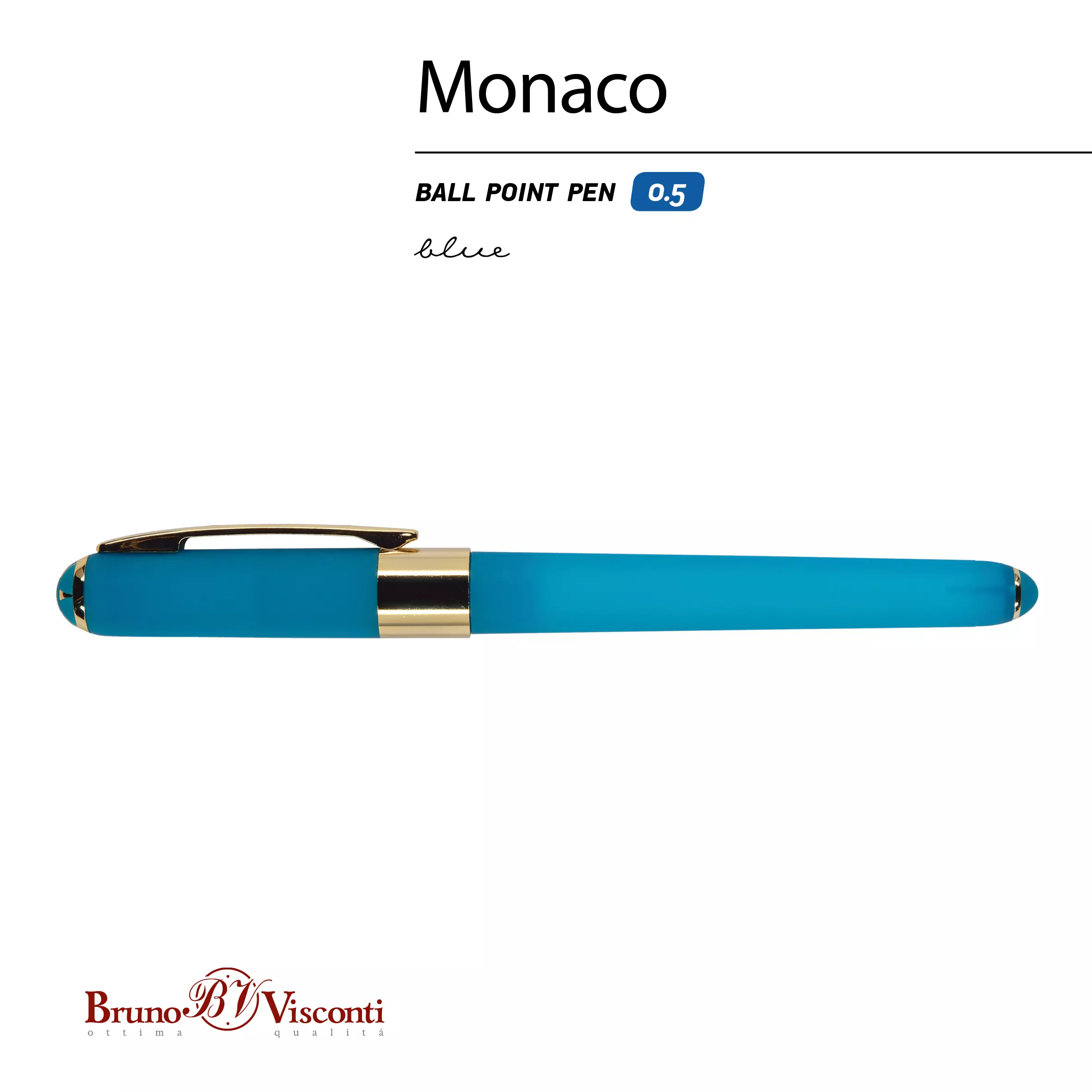 Шариковая ручка синие чернила, BrunoVisconti Monaco, бирюзовый корпус, 20-0125/23