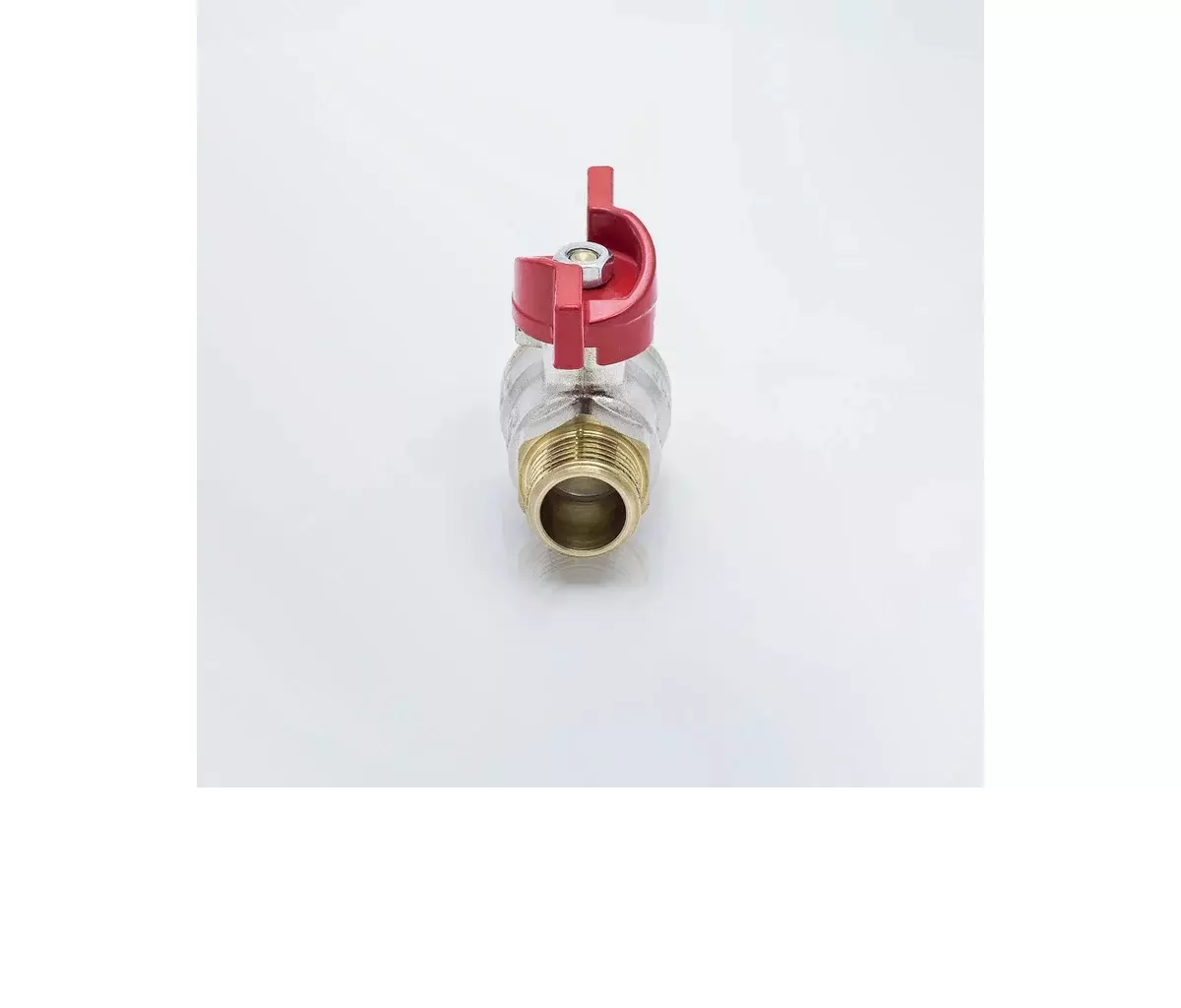 Кран шаровой полнопроходной 3/4&quot; НР, никель, бабочка красная, Aquasfera 1005-02