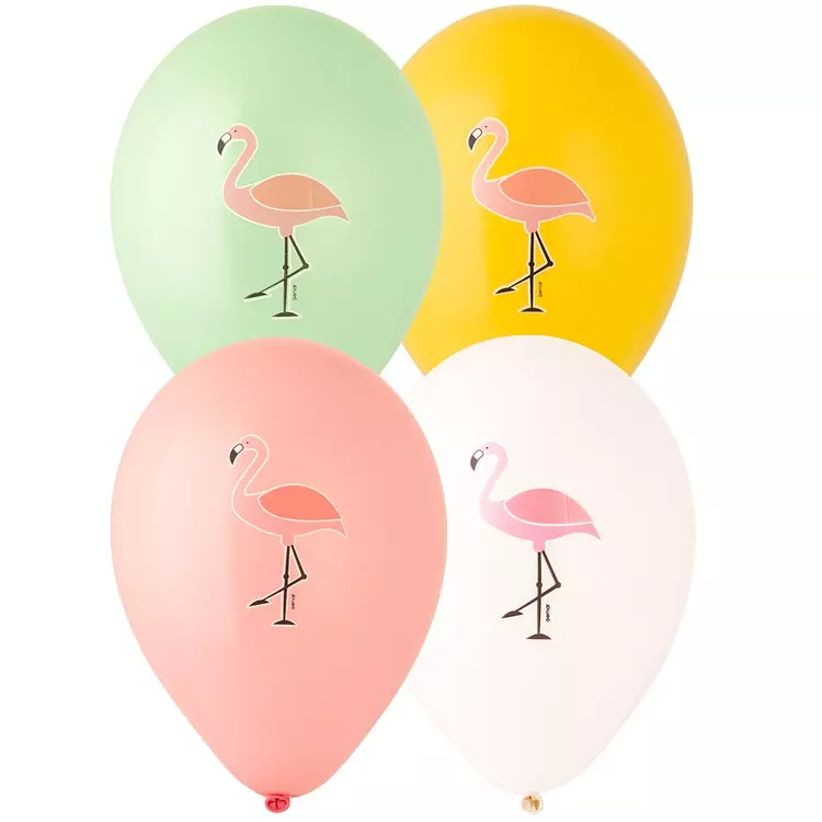 Набор шаров с рисунком Фламинго 14&quot; 36 см ассорти, 5 шт 1111-0939