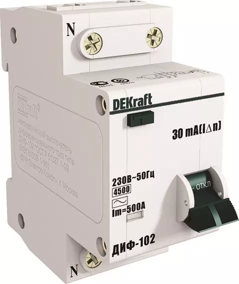 Дифавтомат DEKraft 16003DEK 1Р+N 16А 30мА тип AC х-ка С ДИФ-102 4,5