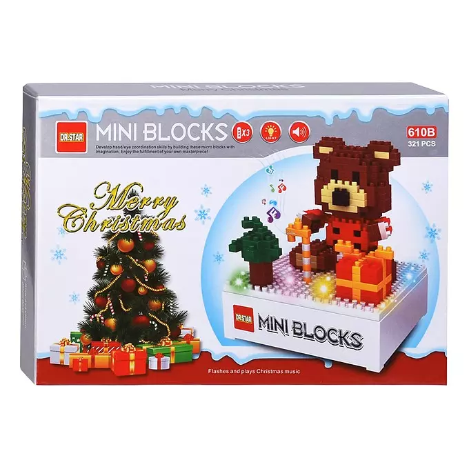 Новогодний конструктор блочный Рождественский мишка 321дет. 610B