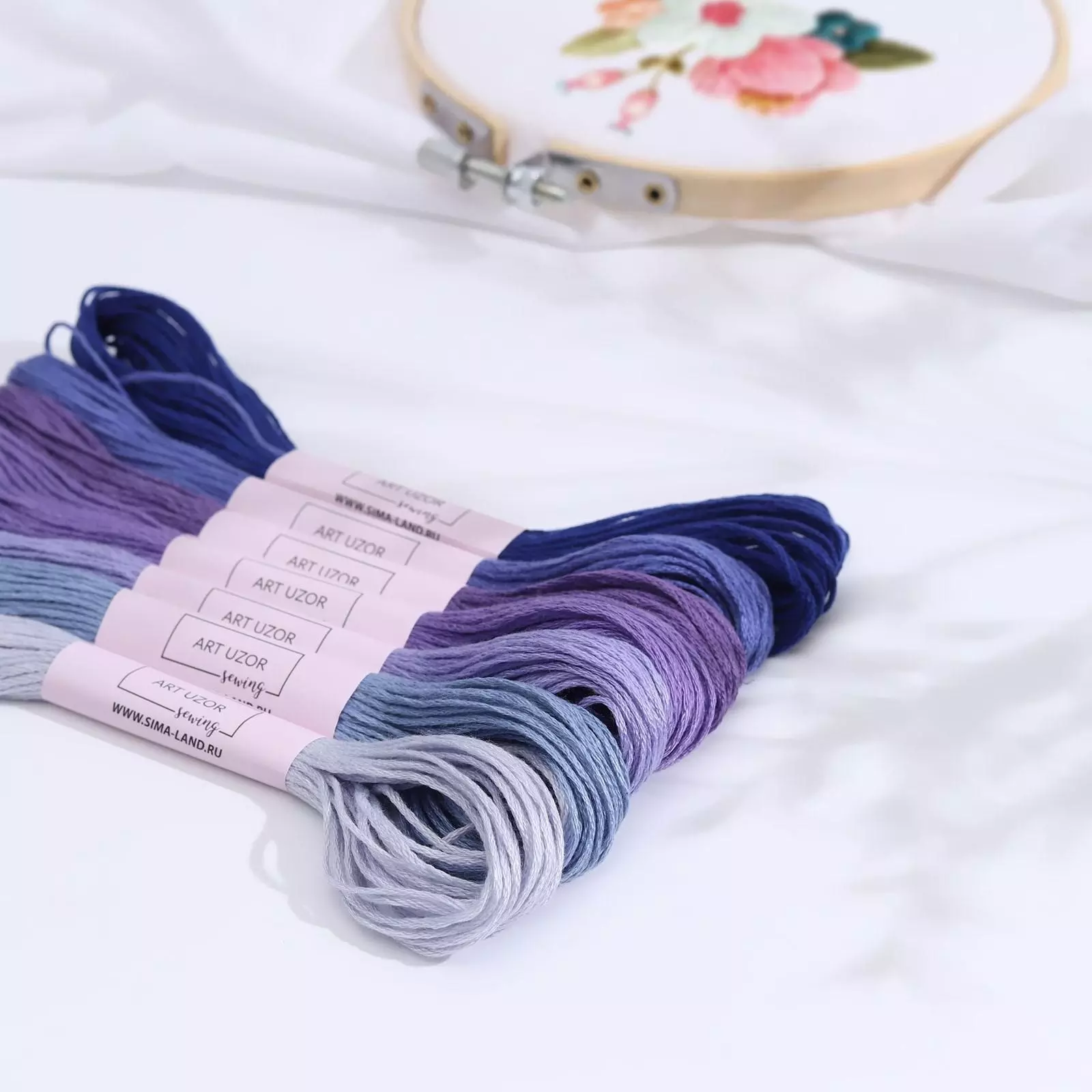 Набор нитки для вышивания мулине, 8  1 м, 7 шт, цвет фиолетовый спектр