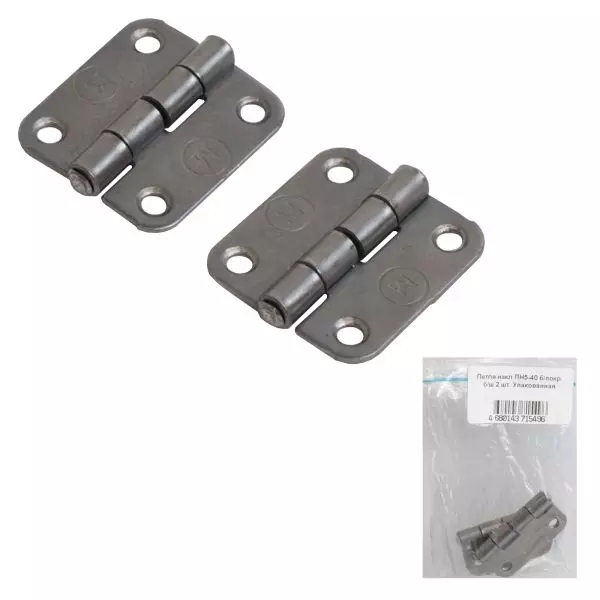 Петля дверная накладная ПН5-40 б/покр. б/ш 2 шт