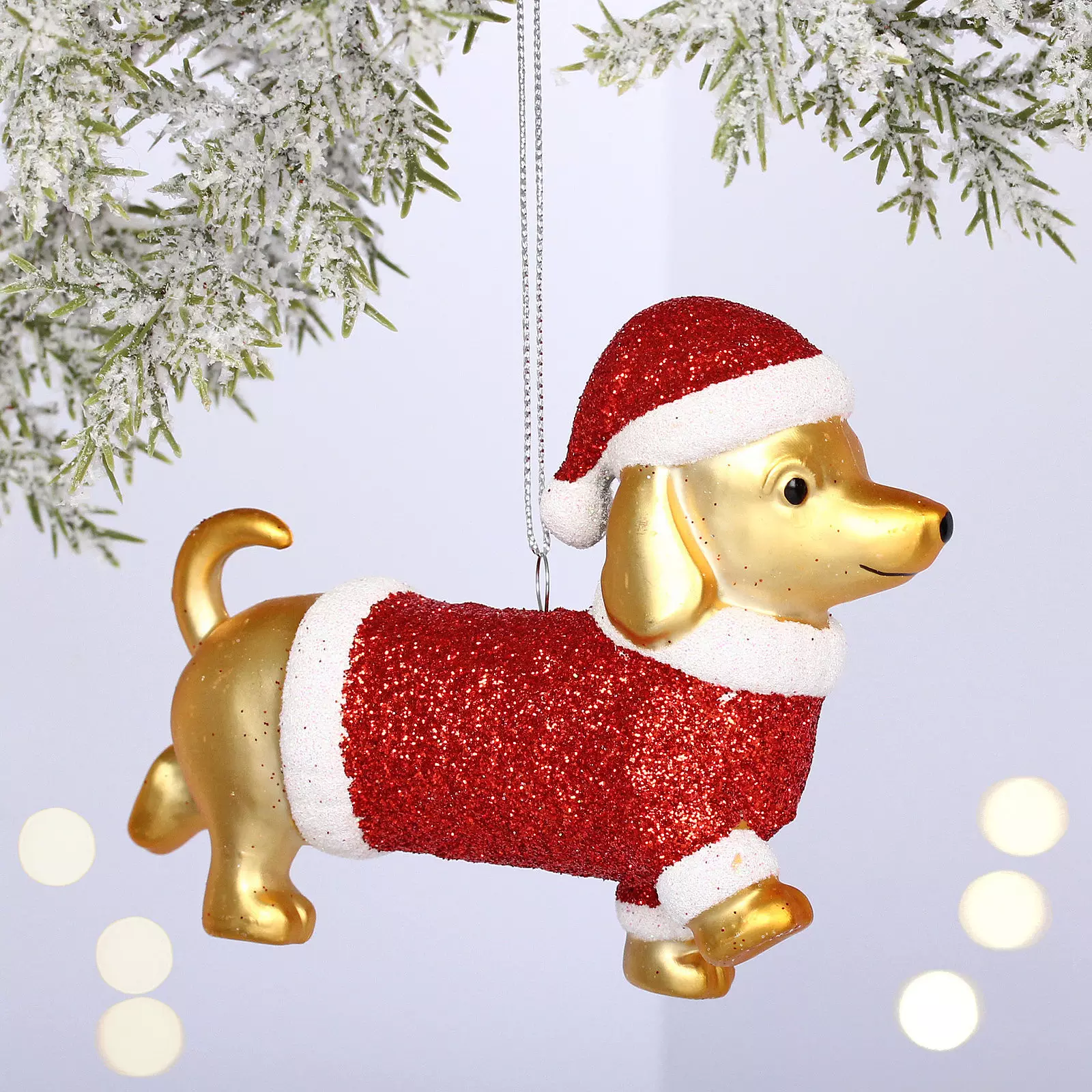 Елочная игрушка Волшебная такса 3,5х12х8,5 см красный 916-1595