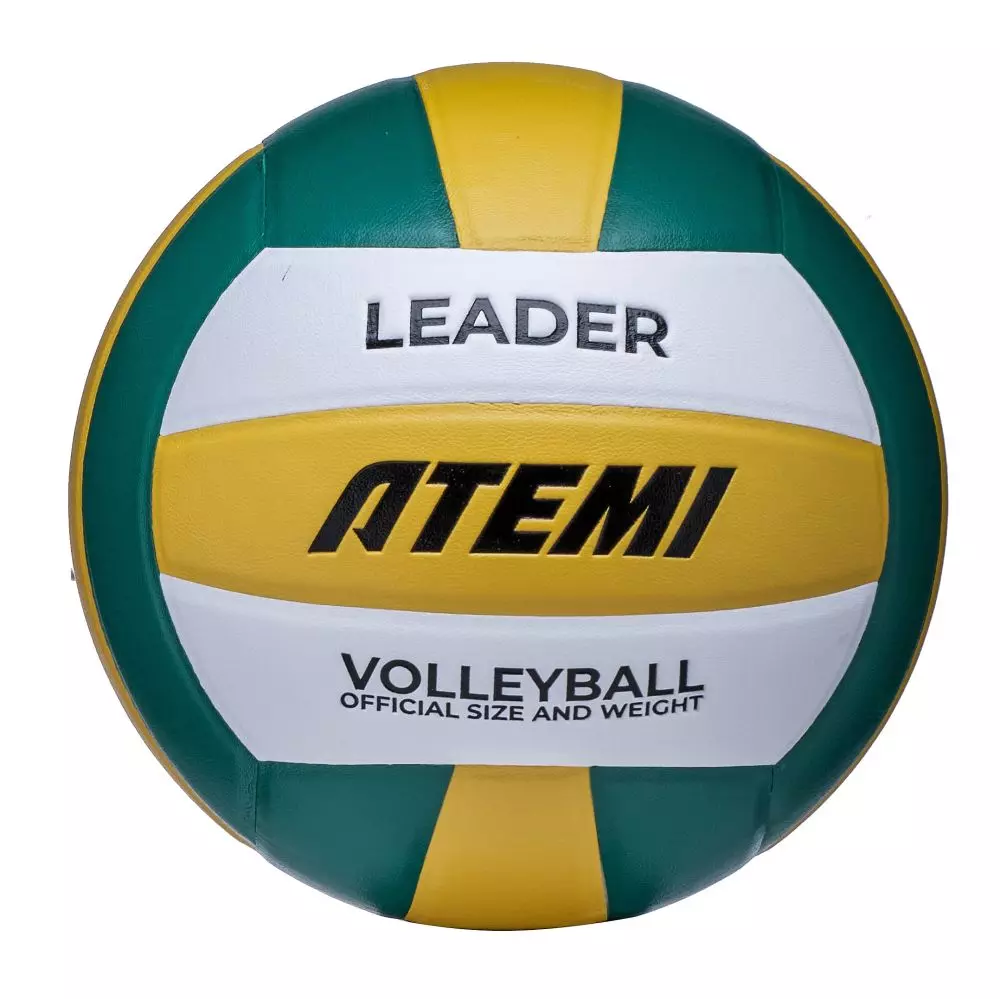Волейбольный мяч Atemi LEADER (N), PVC ламинированный, желт/бел/зел, 18 п., клееный, окруж 65-67