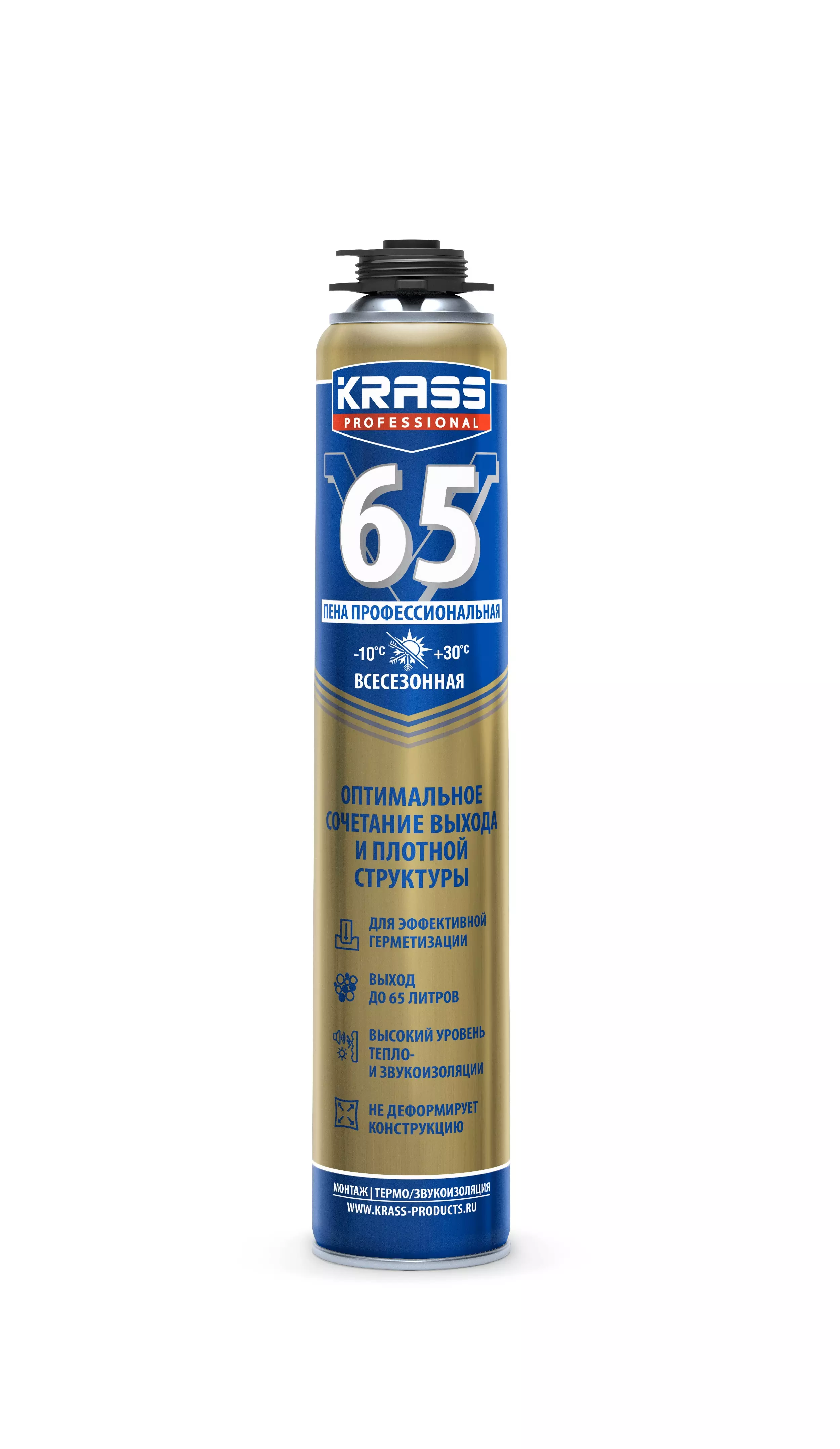 Пена монтажная пистолетная всесезонная Krass V65 0,82 л