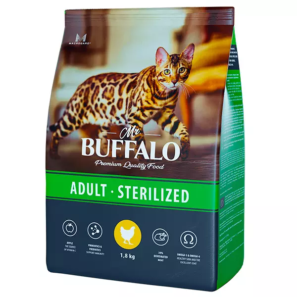 Сухой корм для кошек Mr.Buffalo STERILIZED курица 1,8кг