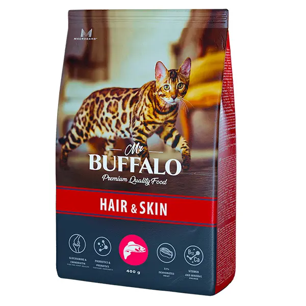 Сухой корм для кошек Mr.Buffalo ADULT HAIR & SKIN Лосось 400г