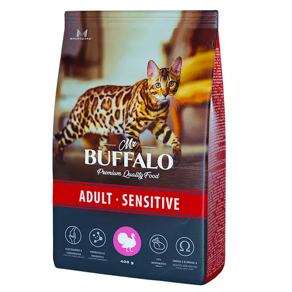 Сухой корм для кошек Mr.Buffalo ADULT SENSITIVE индейка 400г