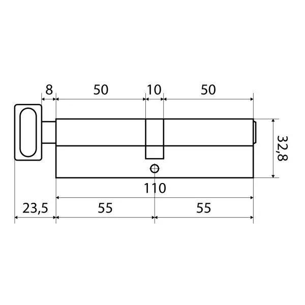 Цилиндровый механизм Стандарт MAX 110 мм (55х55В) SN 5кл мат.никель перф.ключ/завертка