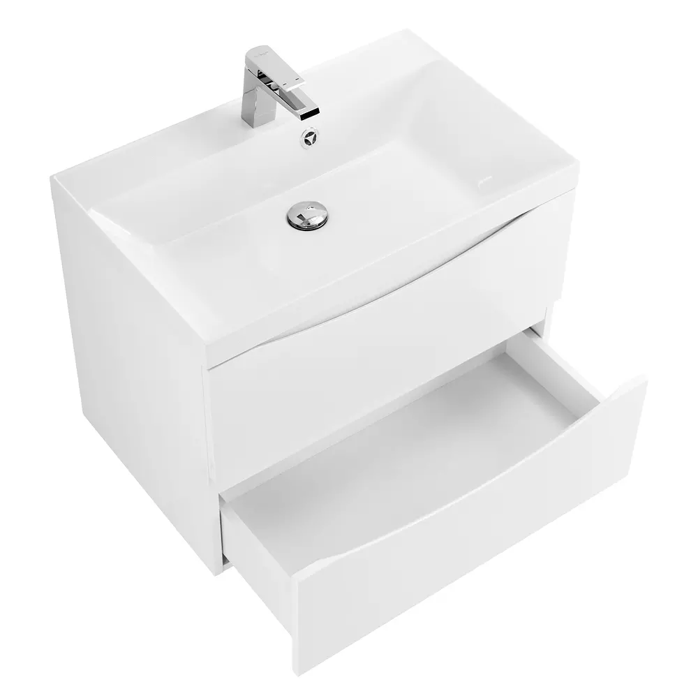 Подвесная тумба с раковиной BelBagno 70 см белый глянец MARINO-700-2C-SO-BL-P+BB700/450-LV-MR-AST