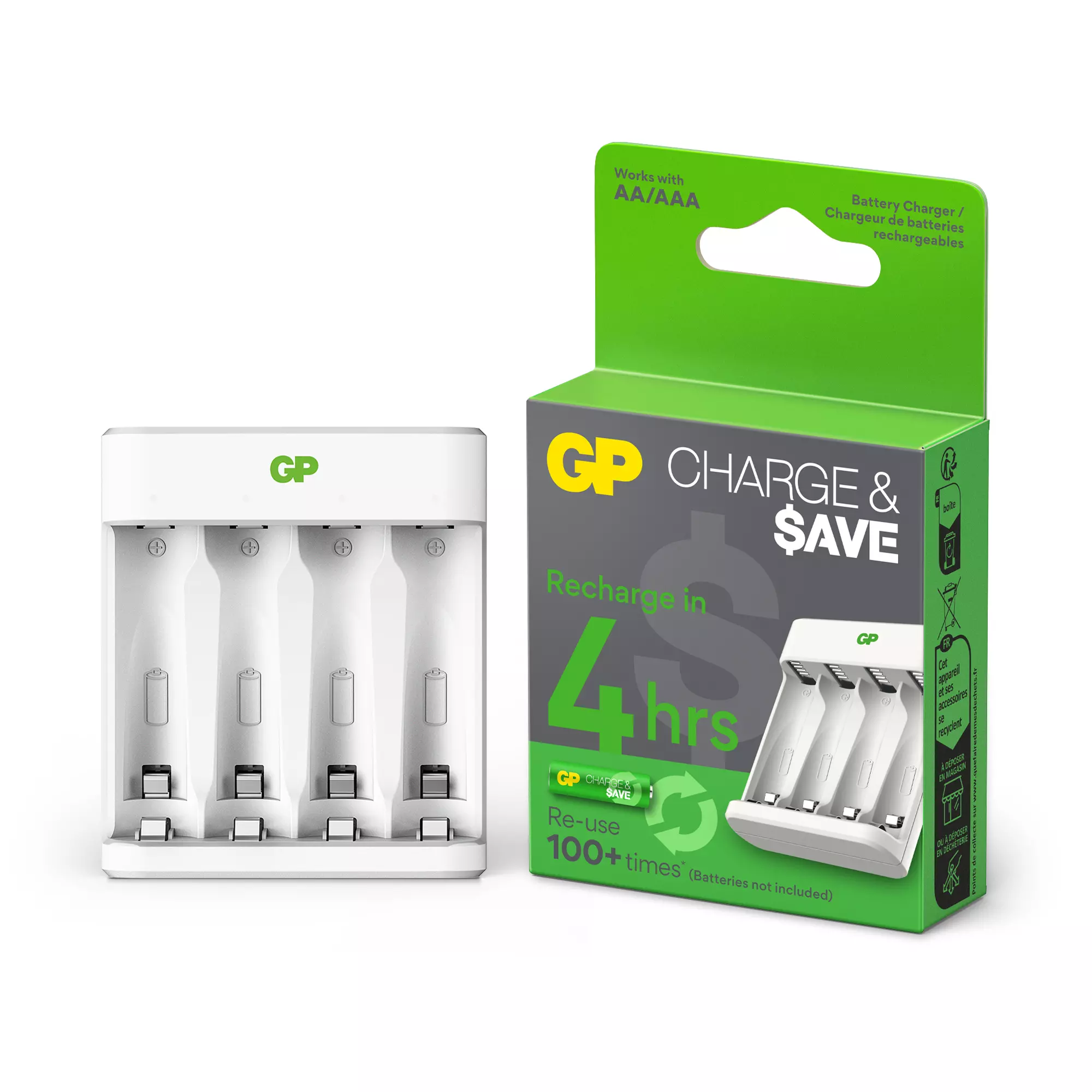 Зарядное устройство для аккумуляторных батареек АА и ААА USB провод GP