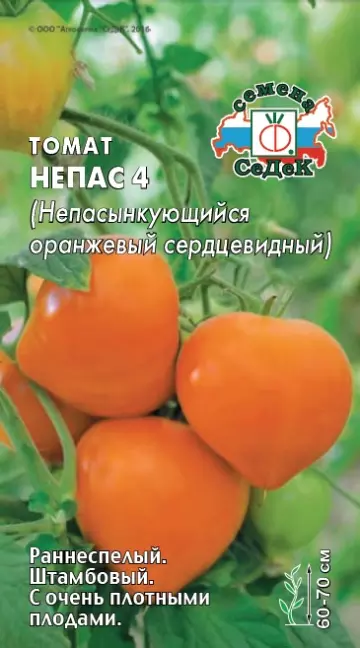 Семена Томат Непас 4 (непасынкующийся оранжевый сердцевидный). СеДеК Ц/П 0,1 г