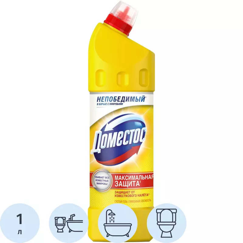 Средство для унитаза ДОМЕСТОС Лимонная свежесть 1 л