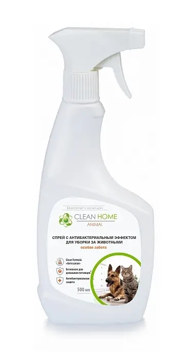 Спрей-антисептик для уборки за животными удаление запахов 500 мл Clean Home