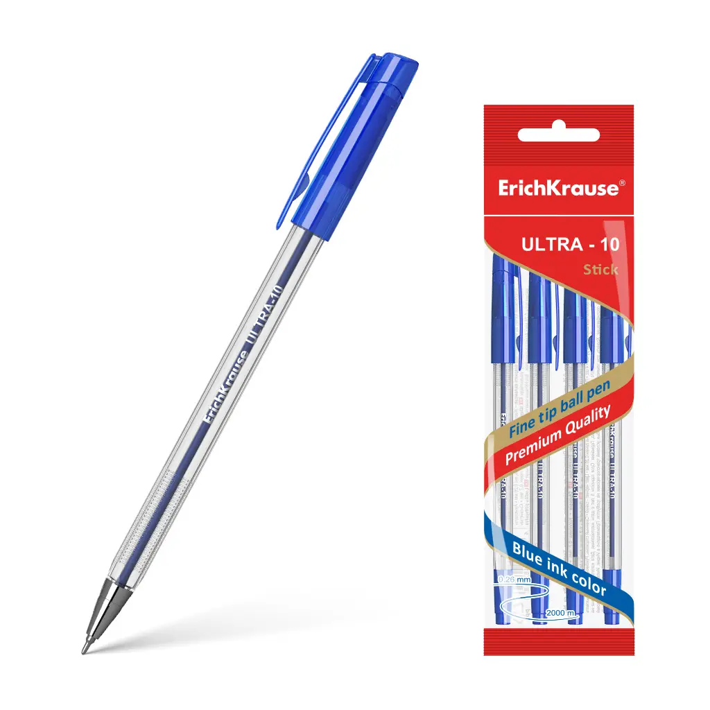 Шариковые ручки 4 шт. Erich Krause 46781 ULTRA-10, синие чернила
