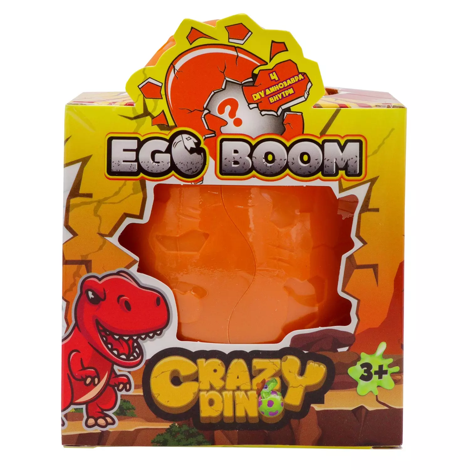 Фигурка-сюрприз динозавра с картой Egg Boom в коллекции 6 героев Crazy Dino CD05